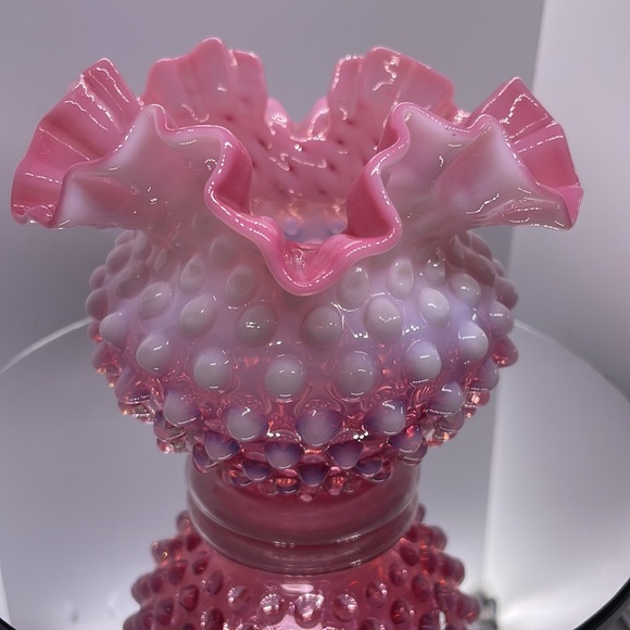 Fenton Cranberry hobnail opalescent 4.5 inch vase. - Picture 3 of 11